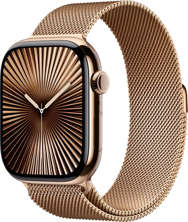 Apple Watch Series 10 (GPS+Cellular) 46mm Titanium Case with Gold Milanese Loop