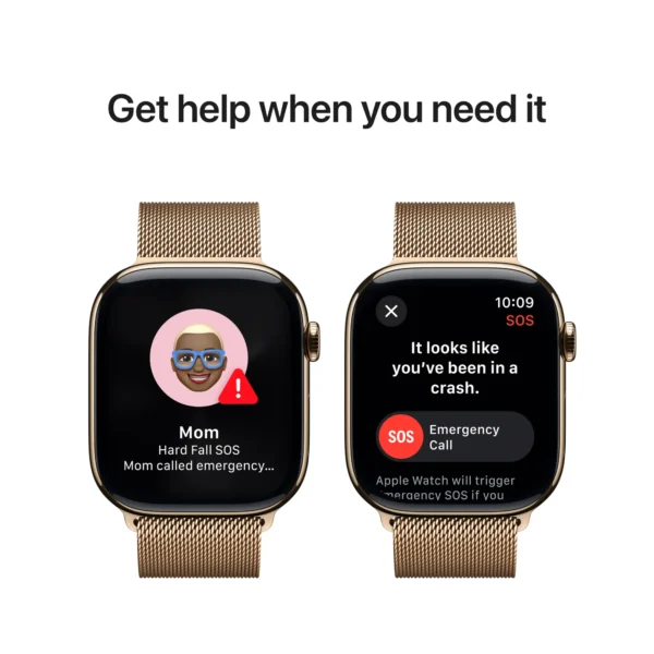 Apple Watch Series 10 (GPS+Cellular) 46mm Titanium Case with Gold Milanese Loop - Image 2